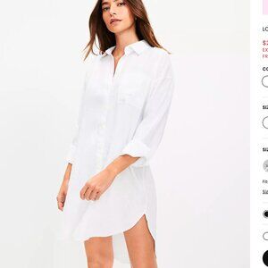 Ann Taylor LOFT Beach Linen Swimsuit Coverup Pocket Shirt